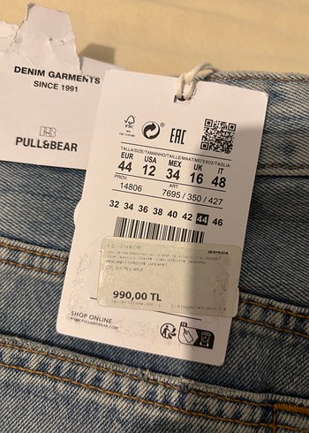 Pull and Bear Düğmeli Mavi Kadın Denim Mini Şort