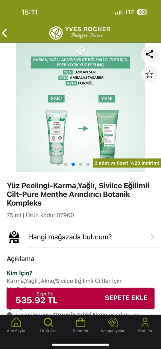 Yves Rocher Pure Menthe Arındırıcı Peeling 75 ml - Görsel 3