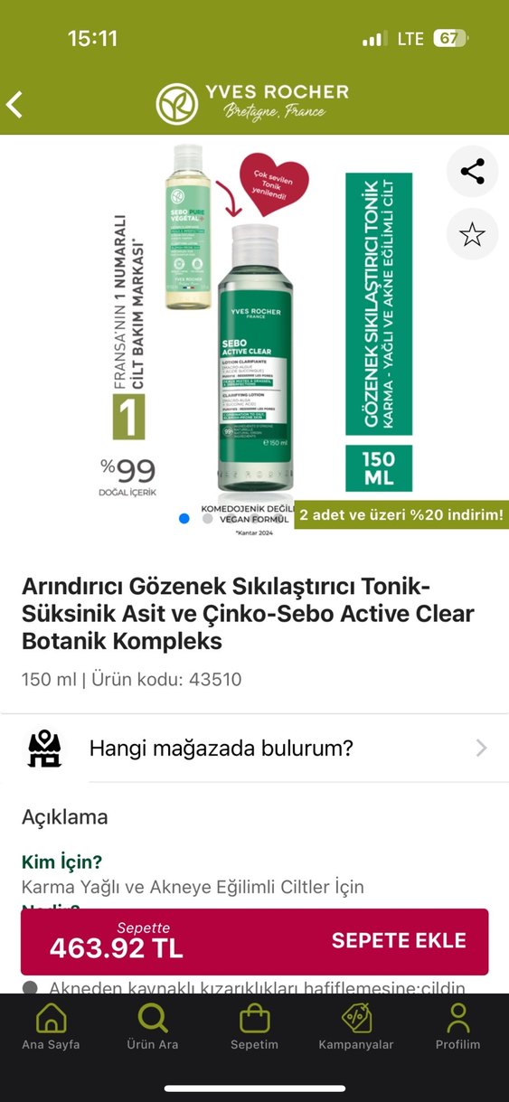 Yves Rocher Sebo Pure Bitkisel Tonik - Görsel 3