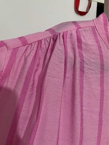 Tesettür çizgili gömlek tunik - Görsel 6