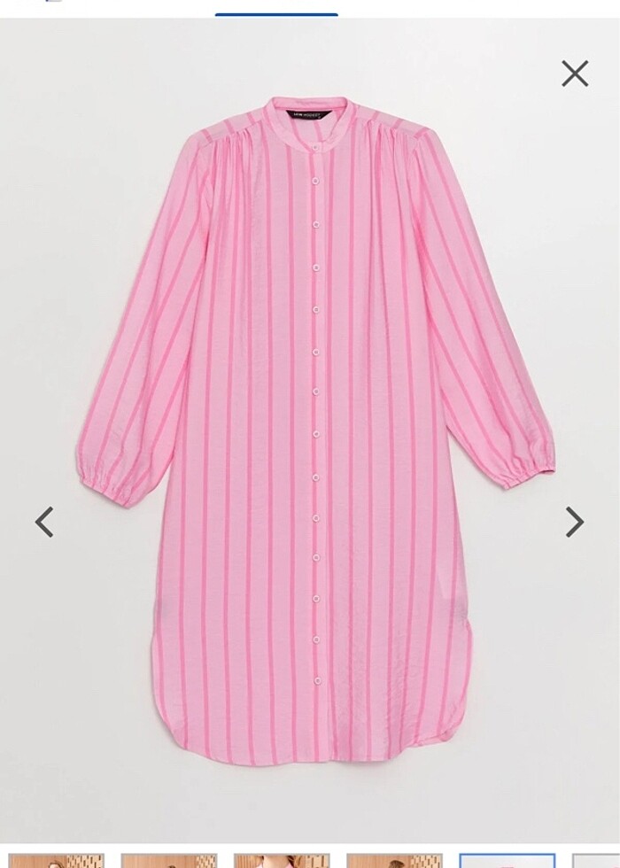 Tesettür çizgili gömlek tunik - Görsel 3