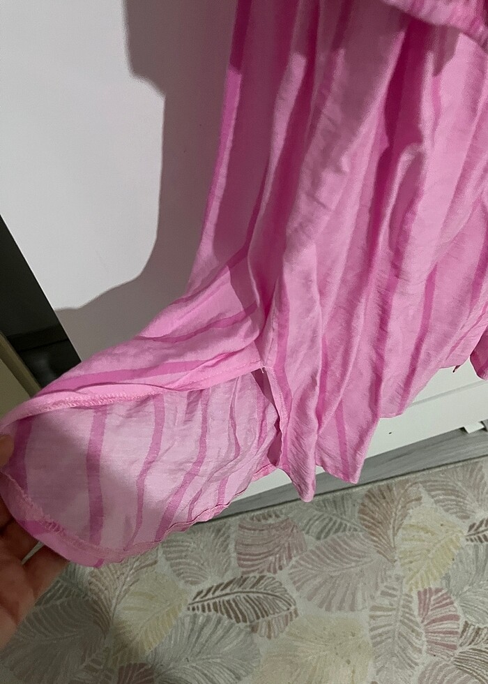 Tesettür çizgili gömlek tunik - Görsel 5