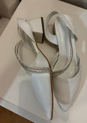 Beyaz Topuklu Kadın Abiye Ayakkabı - Görsel 2