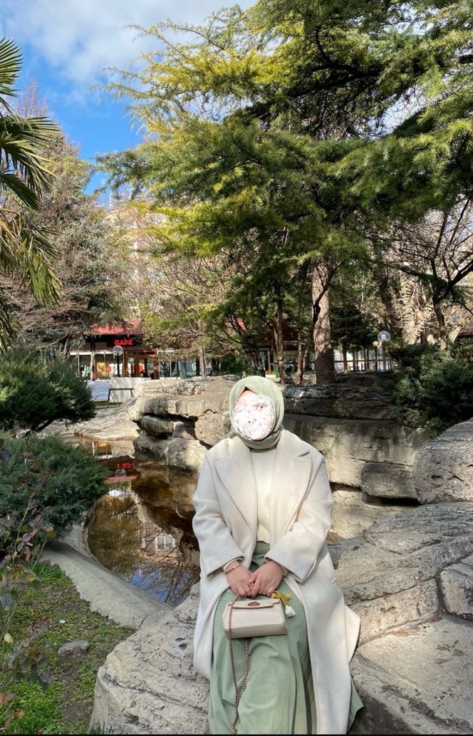 HEQA Bej desenli kaban - Görsel 2