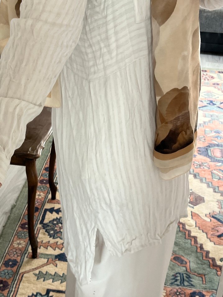 Uzun Kollu Beyaz Çizgili pamuk Gömlek tunik - Görsel 2