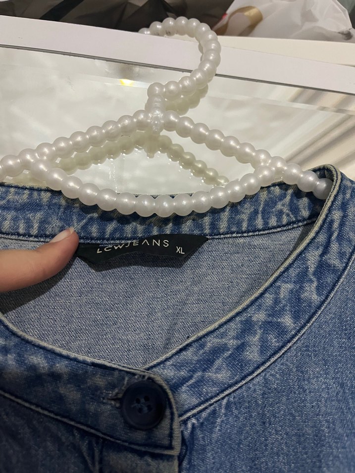 Düğmeli Kot Ceket gömlek - Görsel 3