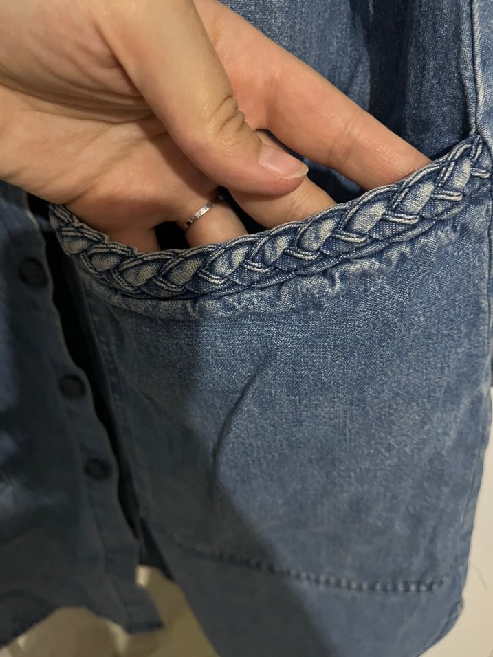 Düğmeli Kot Ceket gömlek - Görsel 2