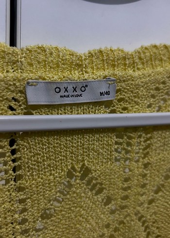 oxxo Nakışlı Sarı Mini Hırka