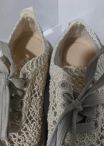 Bej Örgü Detaylı Kadın Spor Ayakkabı - Görsel 2