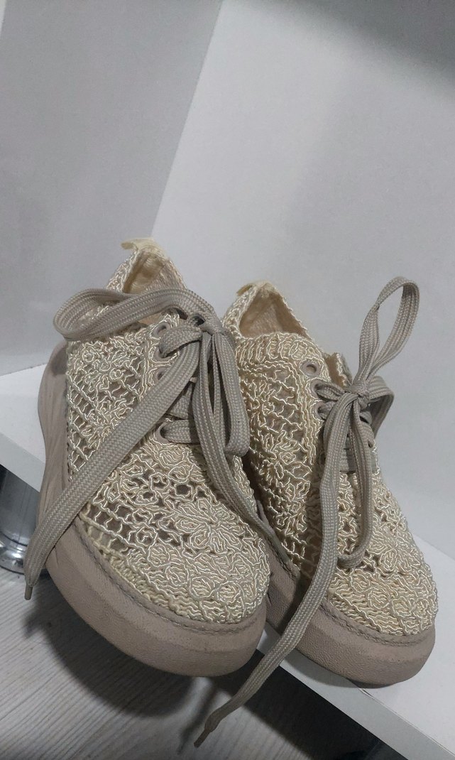 Bej Örgü Detaylı Kadın Spor Ayakkabı - Görsel 4