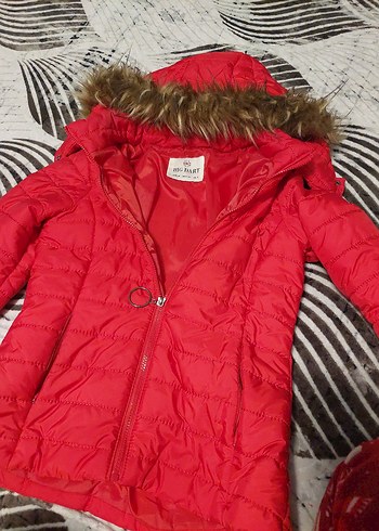 Kırmızı Kadın Suni Kürk Detaylı Kışlık Mont - Görsel 2