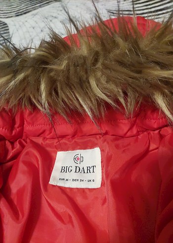 Kırmızı Kadın Suni Kürk Detaylı Kışlık Mont - Görsel 3