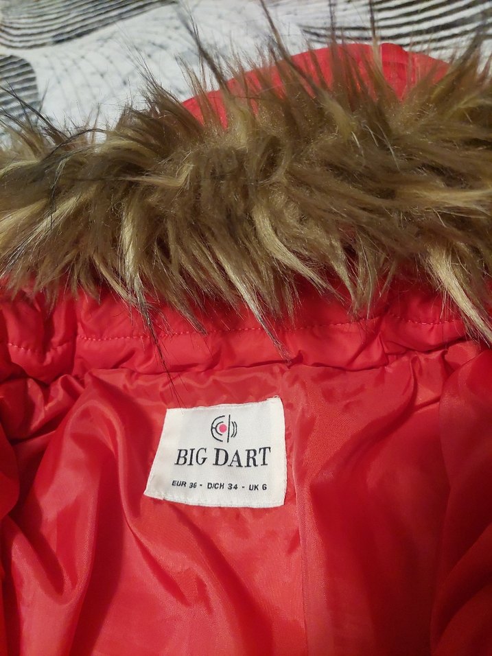 Kırmızı Kadın Suni Kürk Detaylı Kışlık Mont - Görsel 3