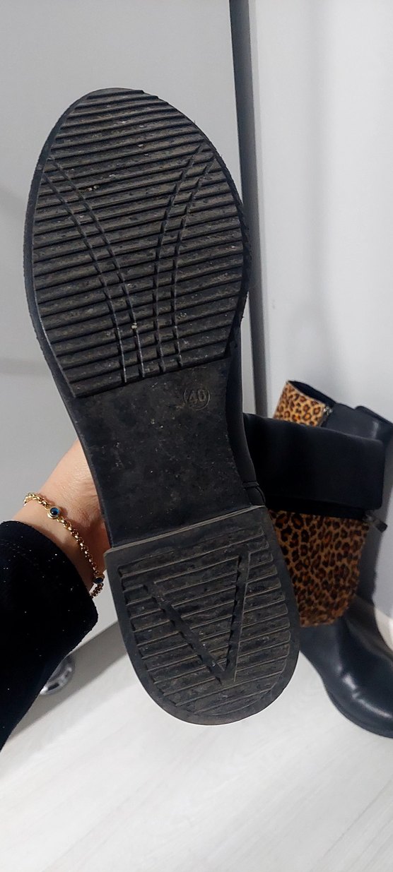 Deri Leopar Desenli Kadın Dizüstü Bot - Görsel 2