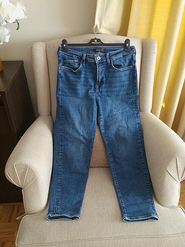 Klasik dizayn yüksek bel kot pantolon