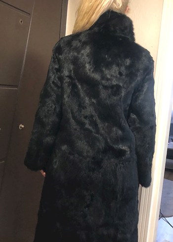 38 Beden siyah Renk Gerçek tavşan uzun kürk