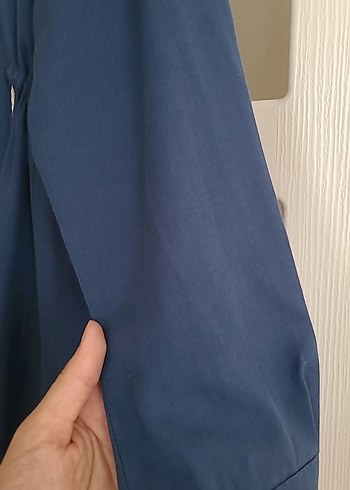 Diğer Düğmeli Lacivert Bohem Uzun Elbise