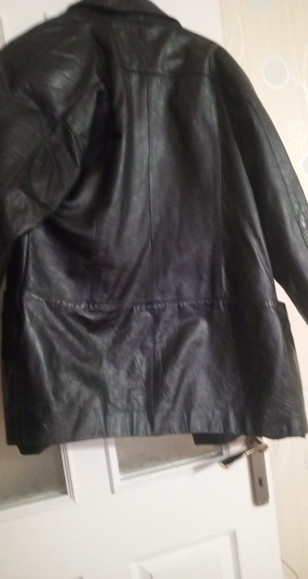 Düğmeli Siyah Deri Biker Ceket - Görsel 2