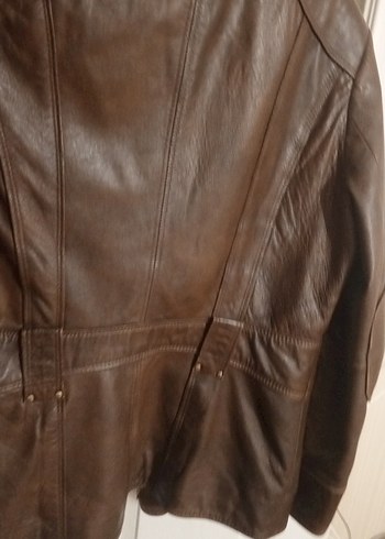 Kahverengi Deri Biker Ceket - Görsel 4