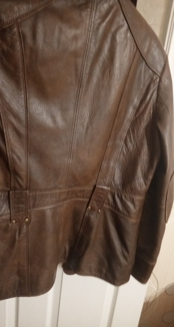 Kahverengi Deri Biker Ceket - Görsel 4