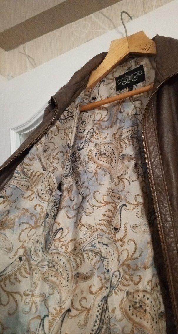 Kahverengi Deri Biker Ceket - Görsel 2