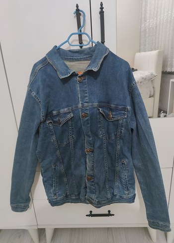 Düğmeli Mavi Unisex Denim Ceket
