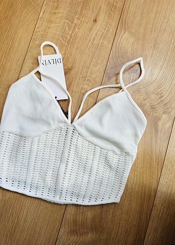 Beyaz Bohem Mini Atlet Bralet