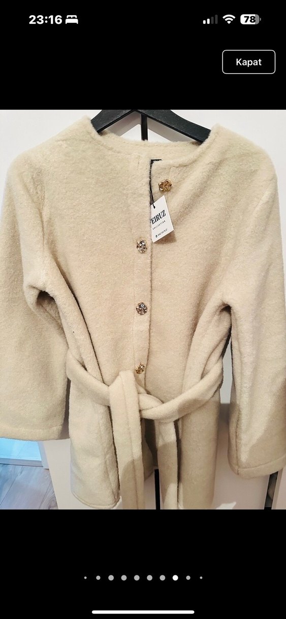Bej Düğmeli Ceket - Görsel 5