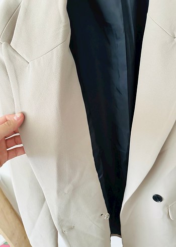 Bej Düğmeli Kadın Blazer Ceket - Görsel 5