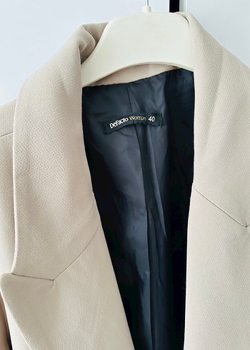 Bej Düğmeli Kadın Blazer Ceket - Görsel 3
