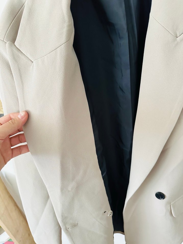 Bej Düğmeli Kadın Blazer Ceket - Görsel 5