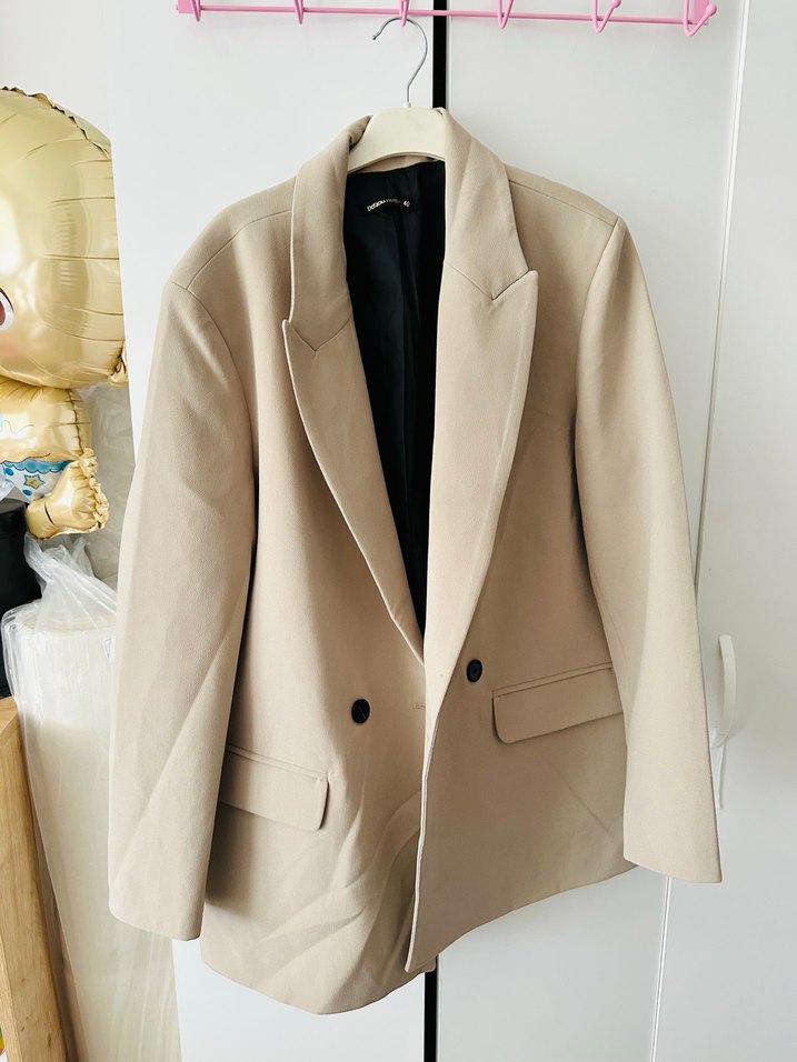 Bej Düğmeli Kadın Blazer Ceket - Görsel 2