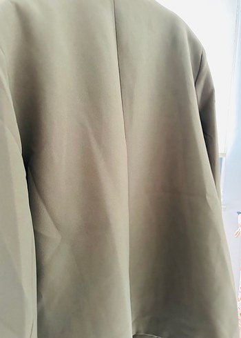 Düğmeli Koyu Haki Kadın Blazer Ceket - Görsel 5