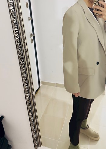 Bej Kadın Midi Blazer Ceket - Görsel 3