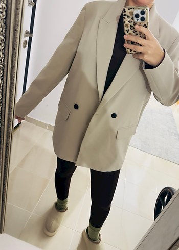 Bej Kadın Midi Blazer Ceket - Görsel 2