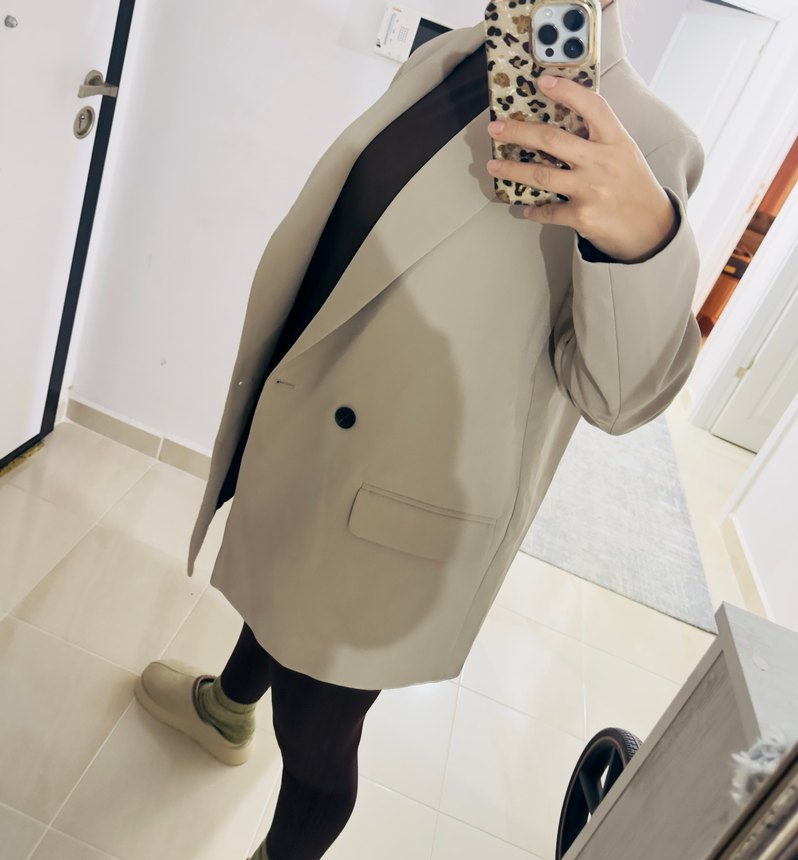 Bej Kadın Midi Blazer Ceket - Görsel 4