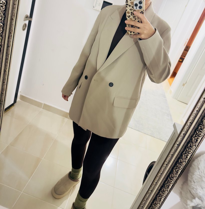 Bej Kadın Midi Blazer Ceket - Görsel 5