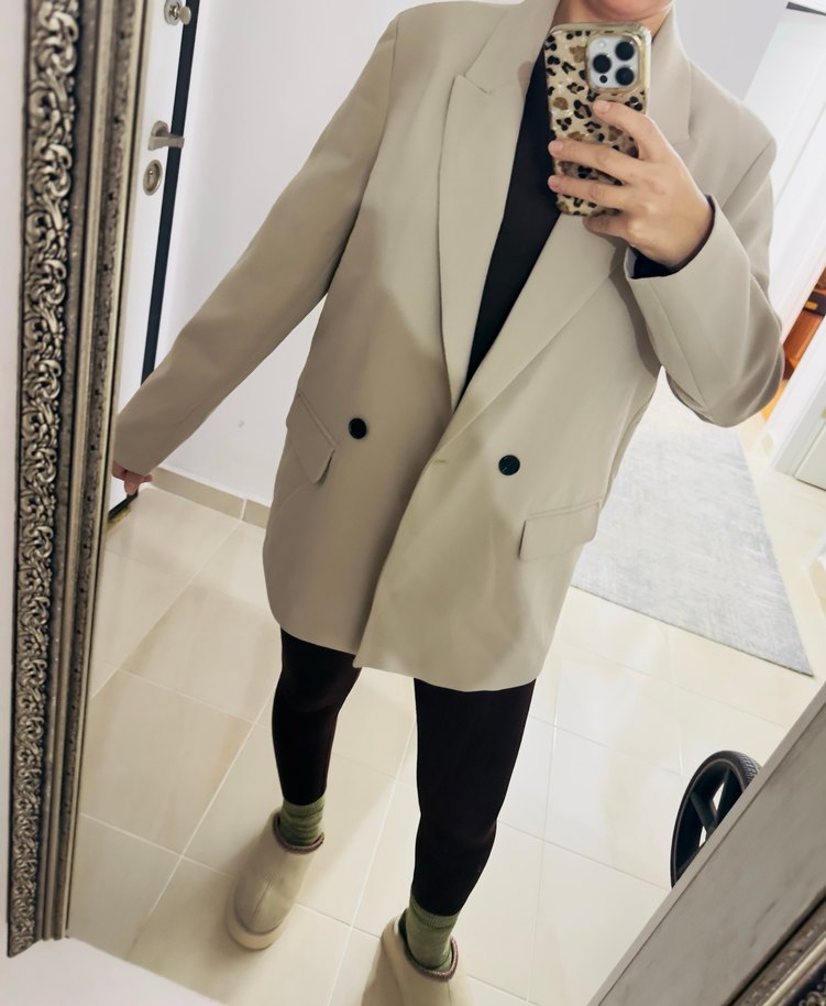 Bej Kadın Midi Blazer Ceket - Görsel 2