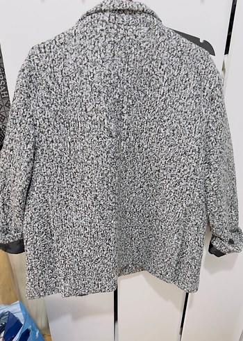 Düğmeli Gri Kısa Kadın Yün blazer ceket - Görsel 5