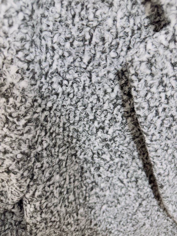 Düğmeli Gri Kısa Kadın Yün blazer ceket - Görsel 4