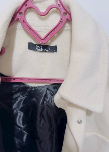 Düğmeli krem Kadın mont - Görsel 3