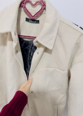 Düğmeli krem Kadın mont - Görsel 5