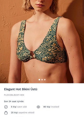 Yeşil Yılan Desenli Dantelli Bikini Üstü