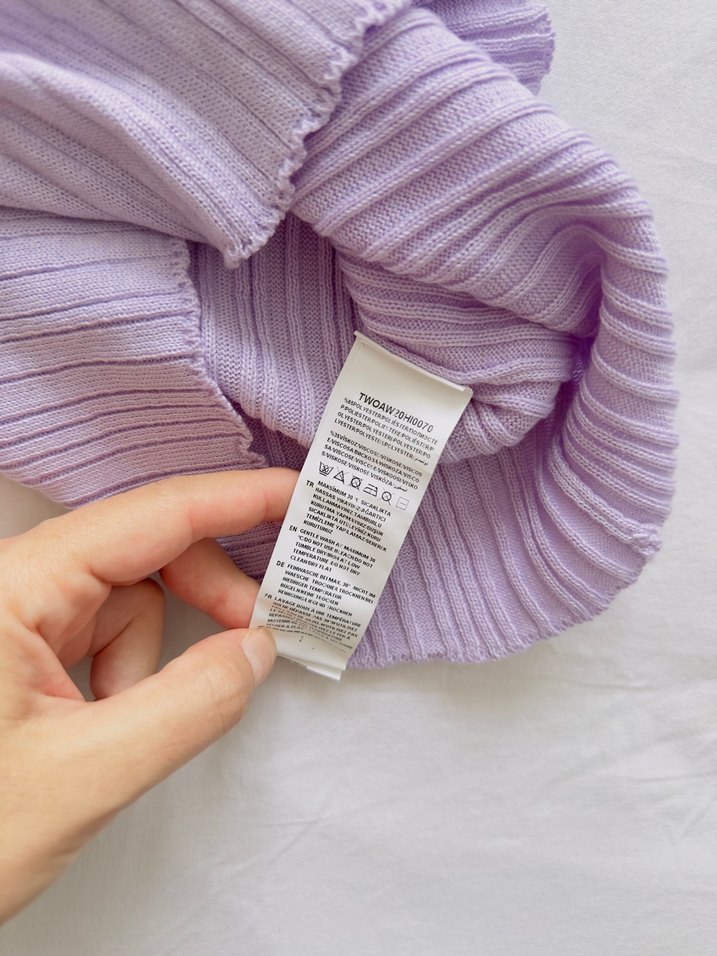 Düğmeli Lila Triko Hırka - Görsel 5