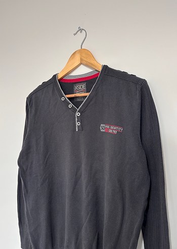 Siyah Düğmeli Erkek Pamuklu Kazak - Görsel 2