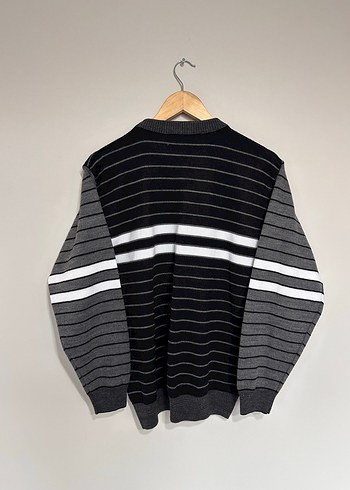 Gri Çizgili Örgü Erkek Kazak - Görsel 5