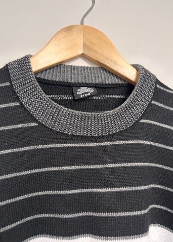 Gri Çizgili Örgü Erkek Kazak - Görsel 4