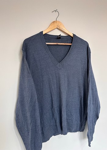 V Yaka Gri Erkek Triko Kazak - Görsel 3