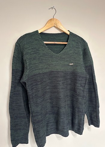 V Yaka Gri Erkek Triko Kazak - Görsel 3