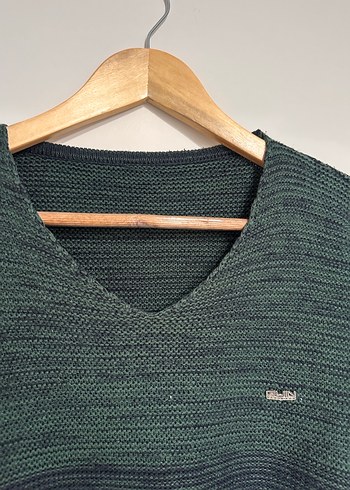 V Yaka Gri Erkek Triko Kazak - Görsel 4